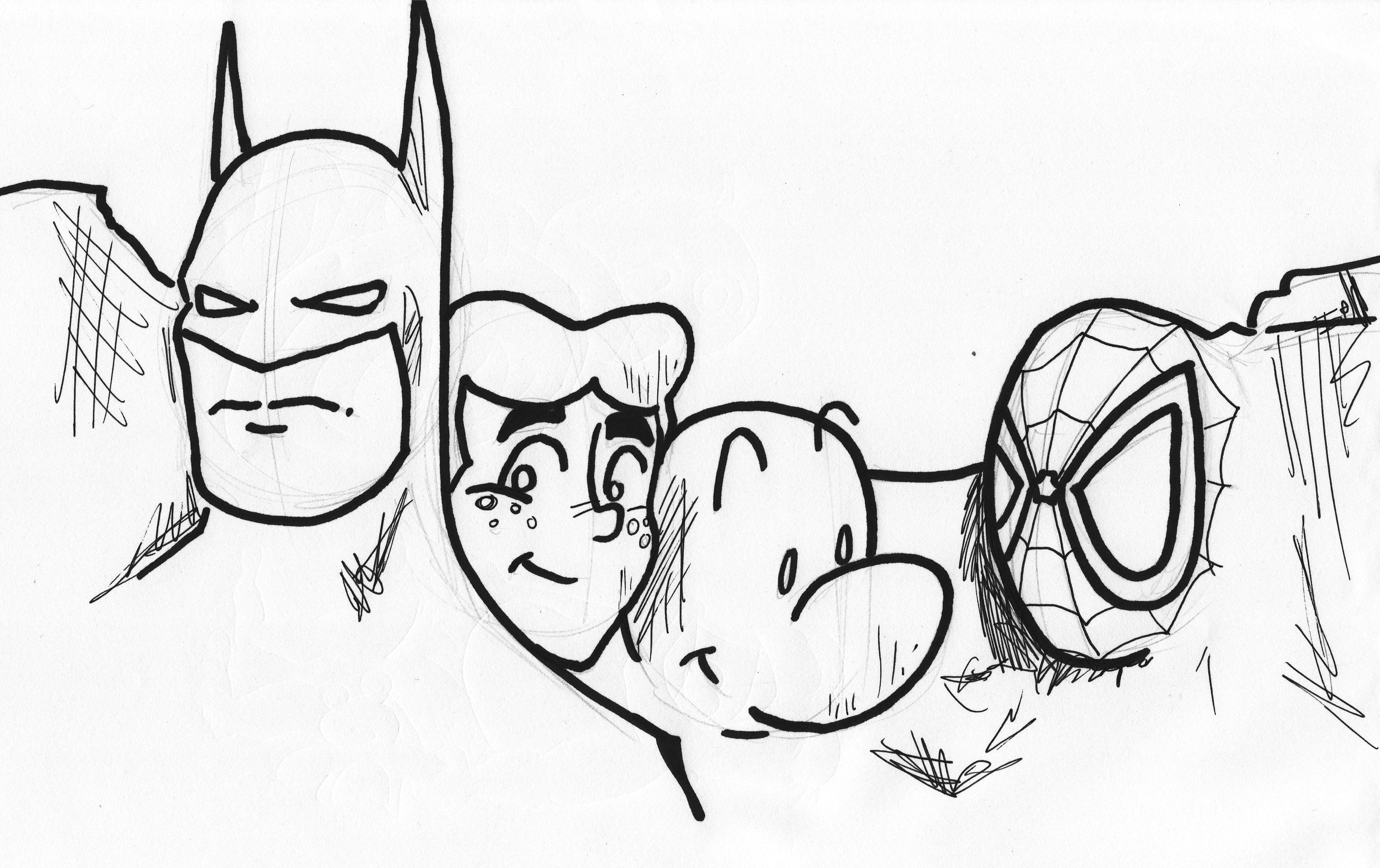 3504x2205 Comic Book Mt. Rushmore 11.08.09 Ryan King - Mount Rushmore Sketch