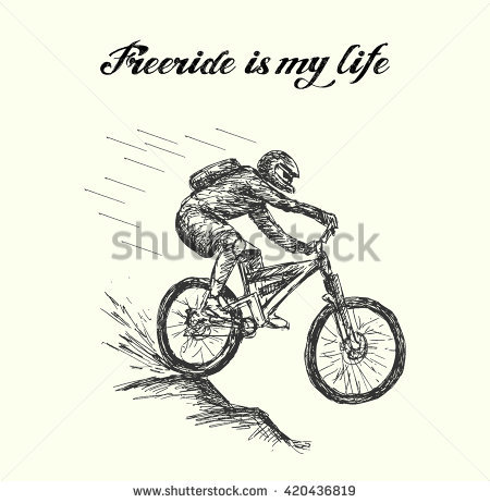450x462 Collection Of Moving Bike Drawing High Quality, Free - Mountain Bike Sketch
