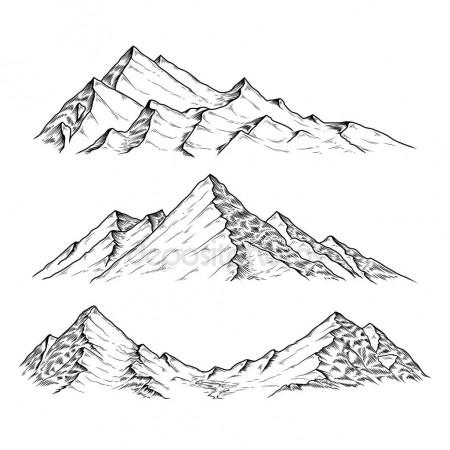 450x450 Drawn Mountain Black And White - Mountain Black And White Sketch