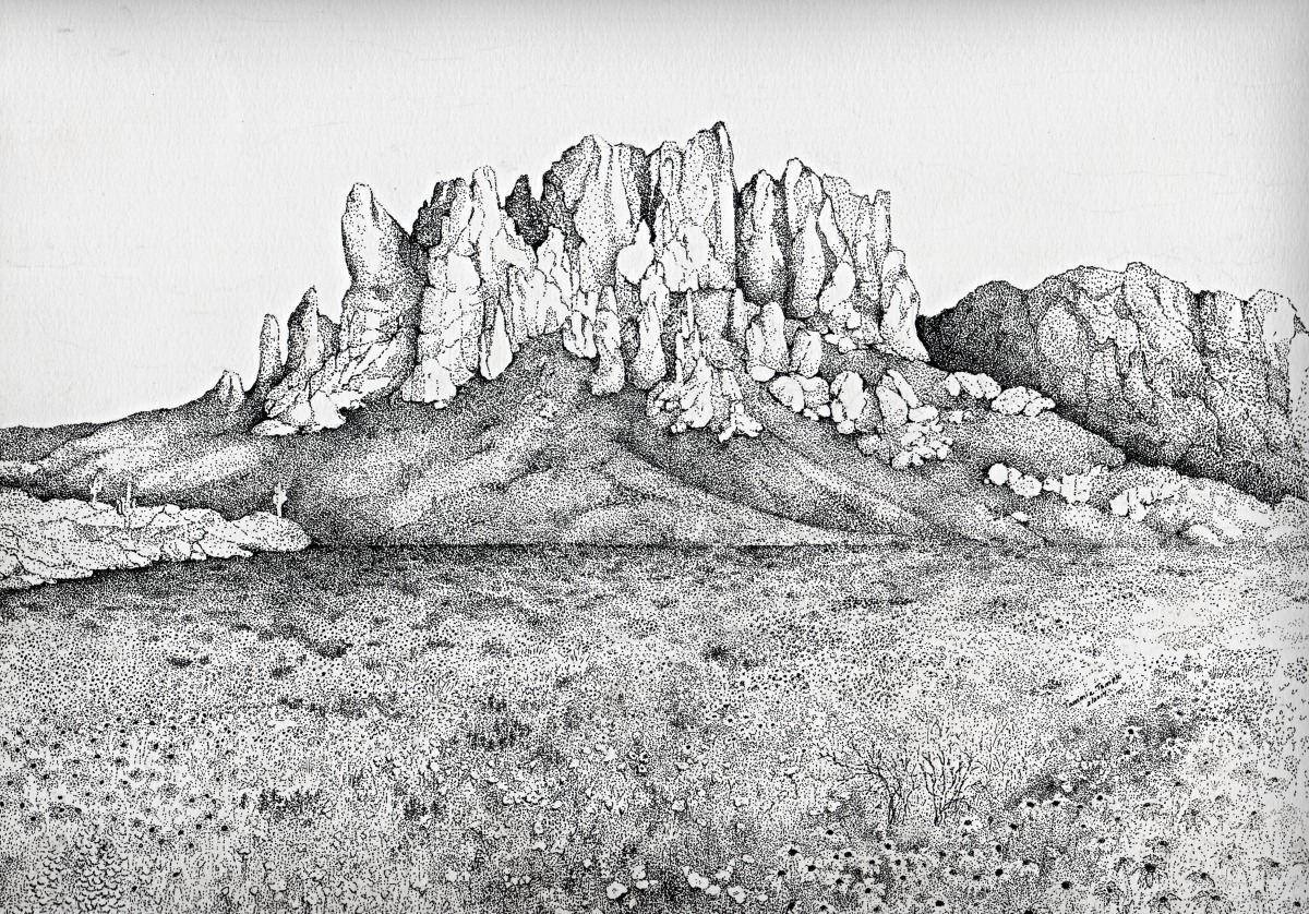 1200x838 Drawn Mountain Pen And Ink - Mountain Black And White Sketch