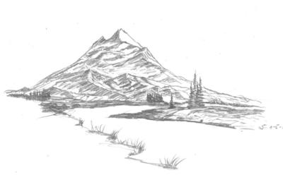 400x248 Peacefull Mountain Scenes - Mountain Black And White Sketch