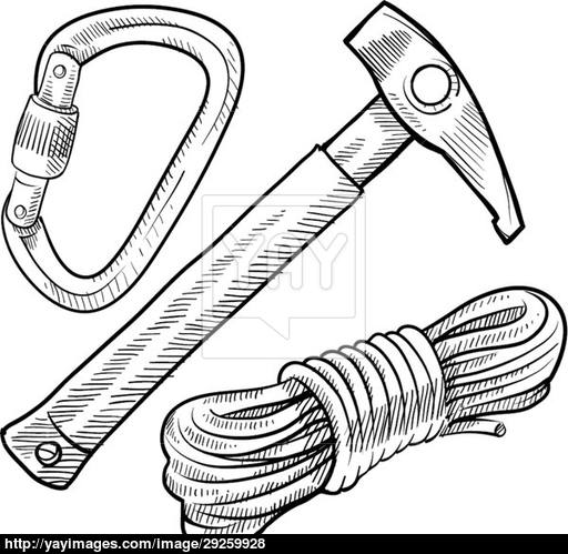 512x499 Mountain Climbing Gear Sketch Vector - Mountain Climbing Sketch