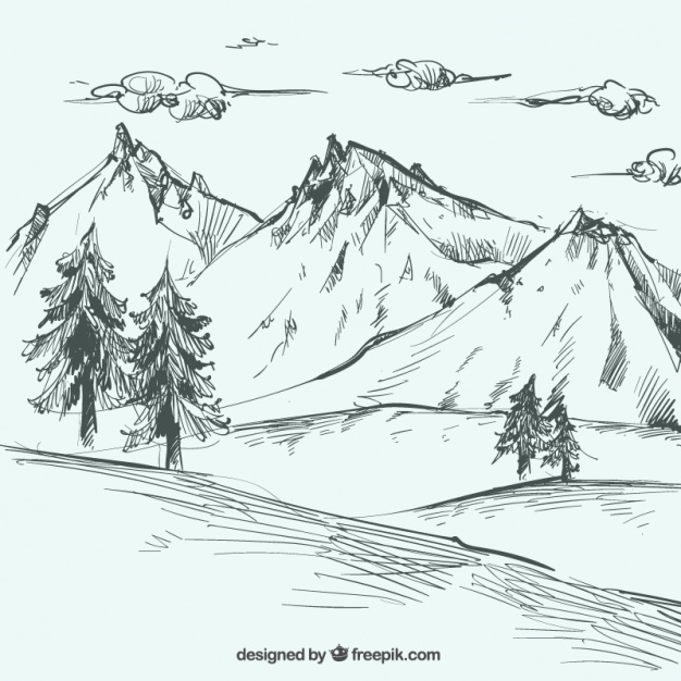 Mountain Landscape Sketch at PaintingValley.com | Explore collection of ...