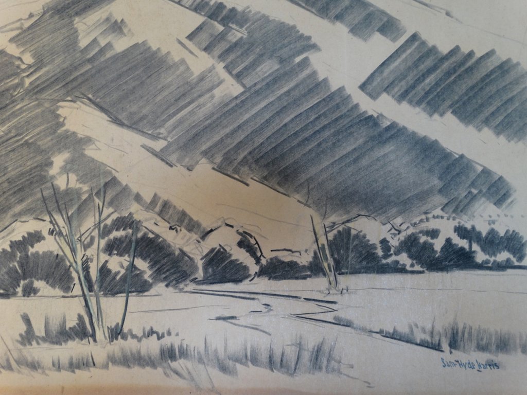 1024x768 Sam Hyde Harris Mountain Landscape Sketch - Mountain Landscape Sketch