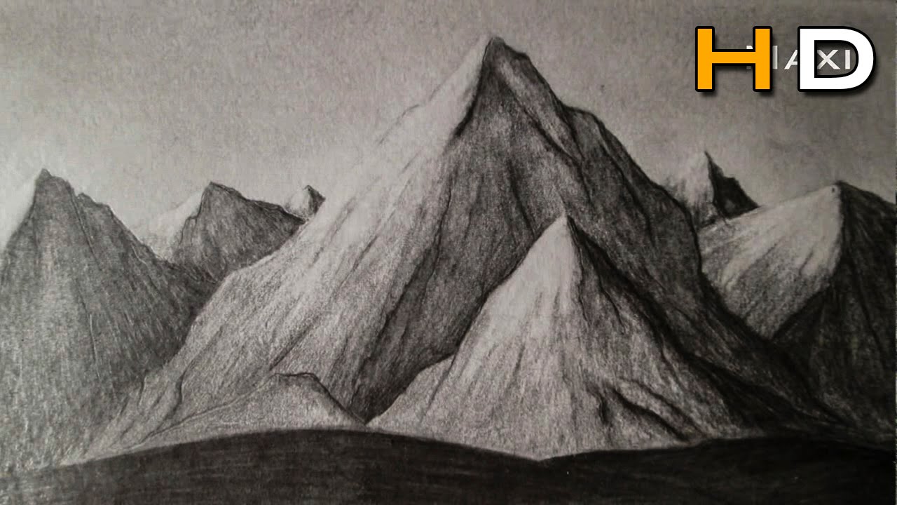 1280x720 Drawn Mountain Mountain Landscape - Mountain Landscape Sketch