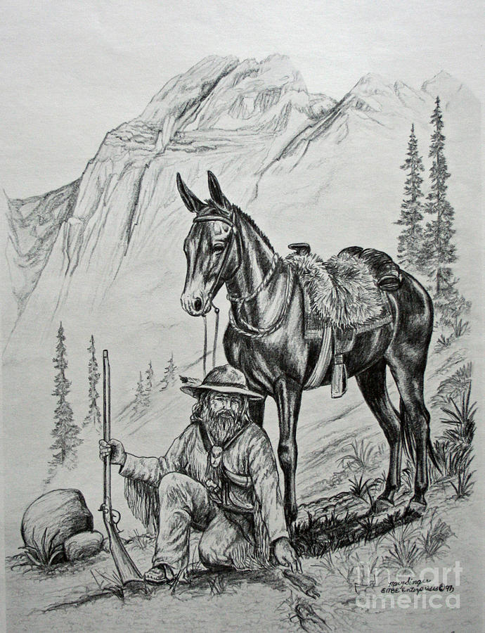 690x900 Mountain Man Digital Art By Mary Singer - Mountain Man Sketch