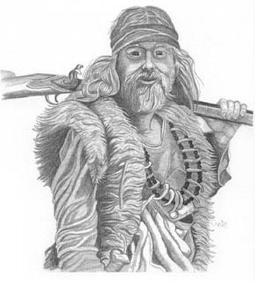 363x400 Mountain Man Pencil Sketch - Mountain Man Sketch