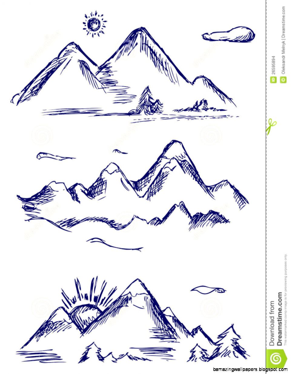 Mountain Outline Sketch at PaintingValley.com | Explore collection of ...