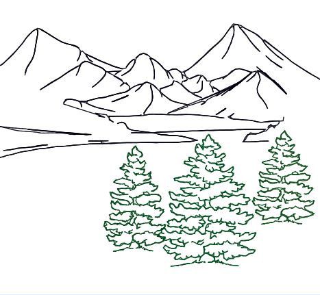 467x431 Mountain Landscape Line Drawing Fresh Pencil Drawing Mountain - Mountain Outline Sketch