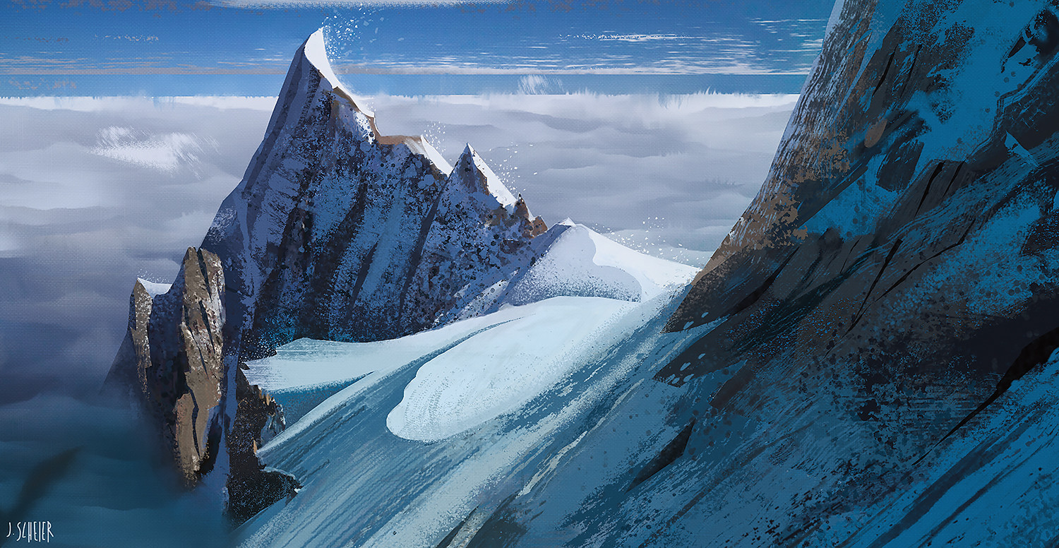 1500x776 Artstation - Mountain Peak Sketch