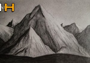 300x210 Mountain Pencil Drawing Drawing Scenery Of Mountains And Trees - Mountain Pencil Sketch