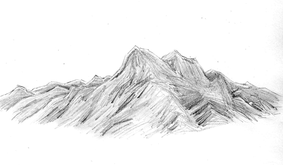 580x339 Mountain Range Pencil Sketch By Rei98 - Mountain Pencil Sketch