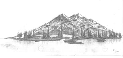 400x189 Peacefull Mountain Scenes - Mountain Pencil Sketch