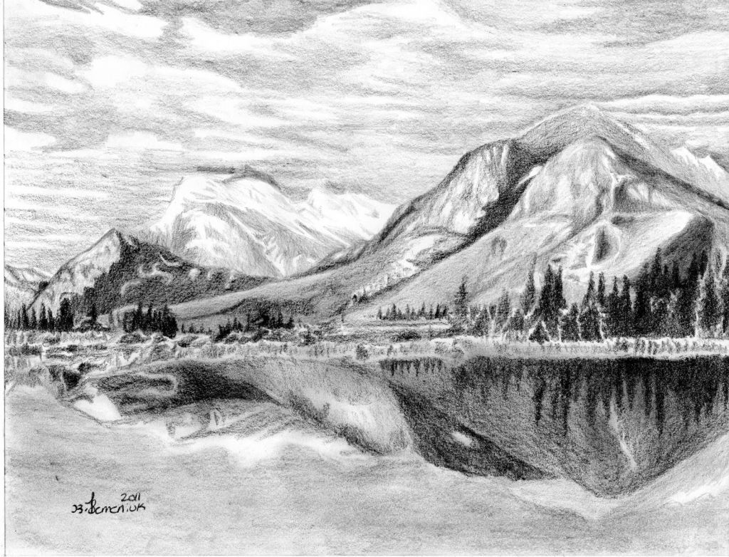 Mountain Pencil Sketch at PaintingValley.com | Explore collection of ...