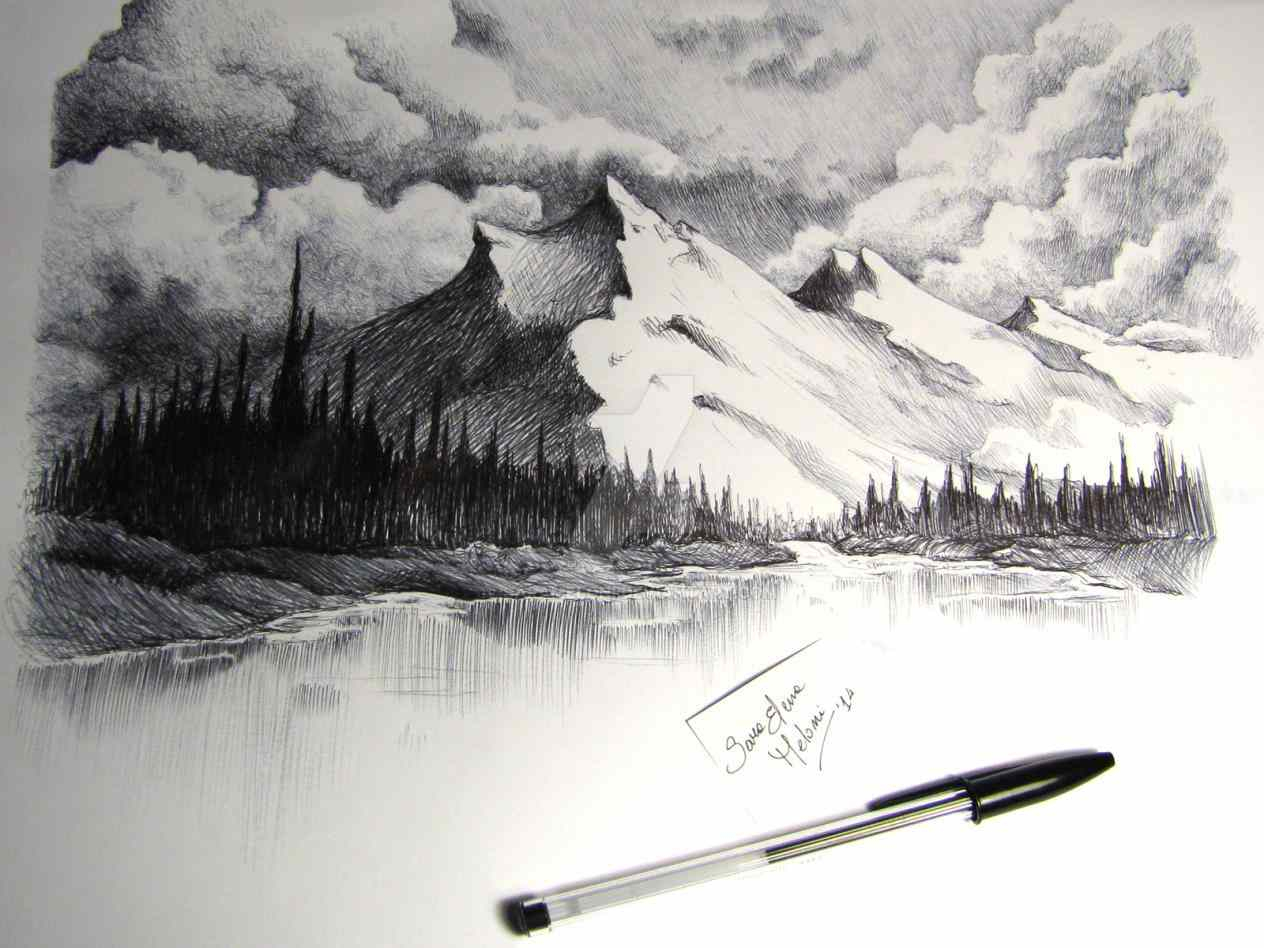 Mountain Pencil Sketch at Explore collection of