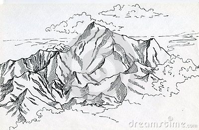 400x262 Landscape With Mountain Range, Forest, Clouds And Distant Sea - Mountain Range Sketch