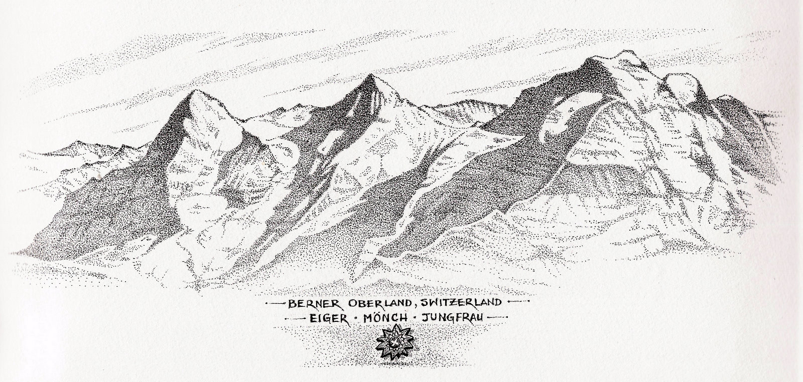 1600x762 Drawn Mountain Pen And Ink - Mountain Range Sketch