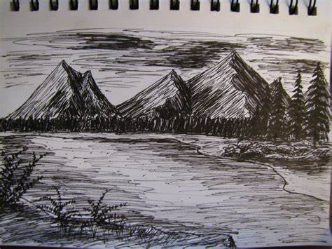 474x355 Mountain Landscape Sketches. Image Gallery Mountain Landscape - Mountain Scenery Sketch