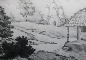 300x210 Pencil Drawing Scenery Idea Pic Mountain Pencil Sketch Pencil - Mountain Scenery Sketch