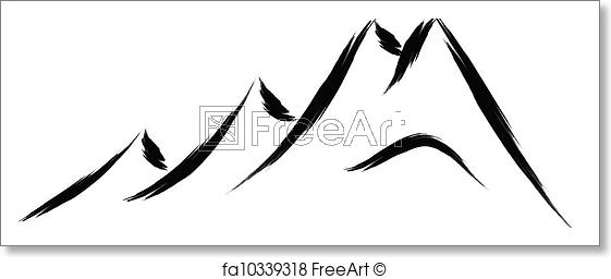 561x256 Free Art Print Of Mountain Sketch. Abstract Sketch Of Mountain - Mountain Sketch