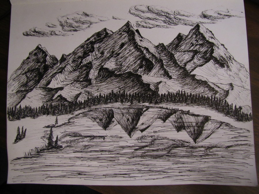 900x675 Large Mountain Sketch By Tylersartshack - Mountain Sketch