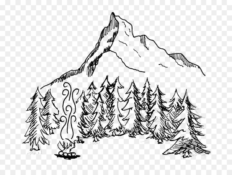 900x680 Line Art Carnivora Sketch - Mountain Sketch