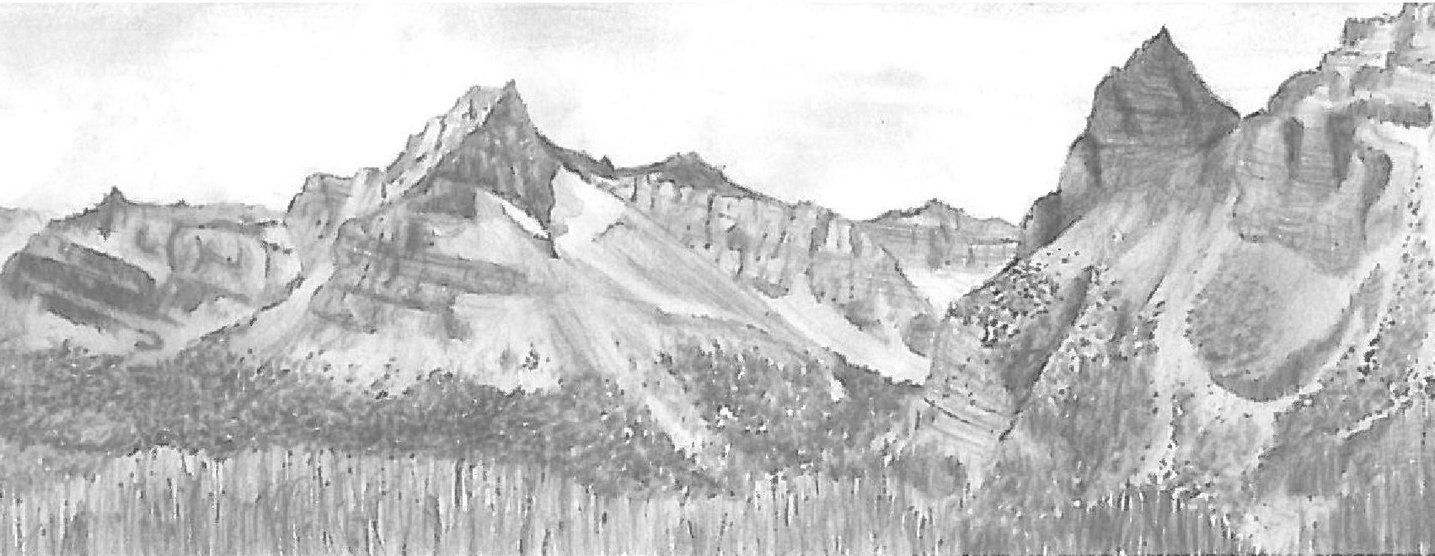 1435x556 Mountain Scenery Sketches Pinzac On Mountain Sketch - Mountain Sketch