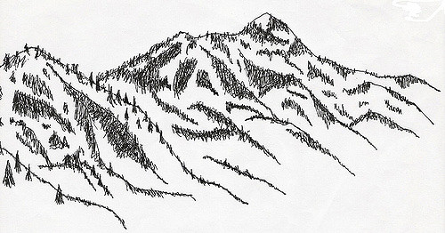 500x262 Mountain Sketch A Pen And Ink Sketch, Drawn In Between - Mountain Sketch