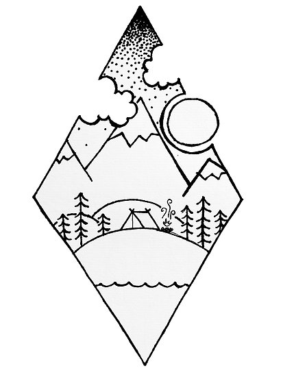 413x550 Diamond Mountain Sketch Posters By Smalltownnc Redbubble - Mountain Sketch