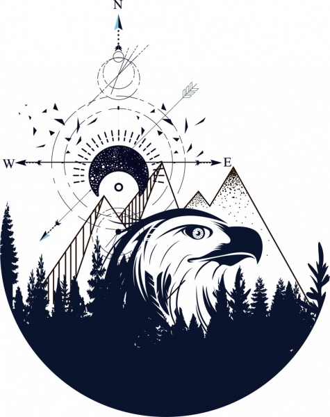 475x600 Tattoo Template Eagle Mountain Navigator Sketch Tribal Decor Free - Mountain Sketch Tattoo