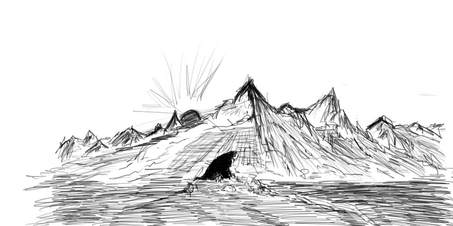 900x450 Mountain Sketch Clipart - Mountain Sketches Clip Art