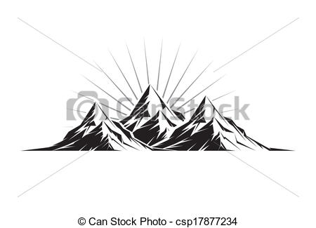 450x325 Three Peaks. Illustration Of Three Mountain Peaks As A Silhouette. - Mountain Sketches Clip Art