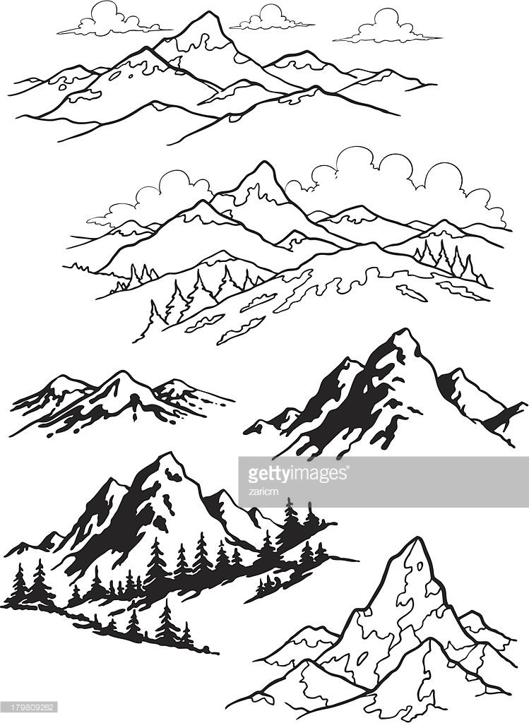 Mountain Sketches Clip Art