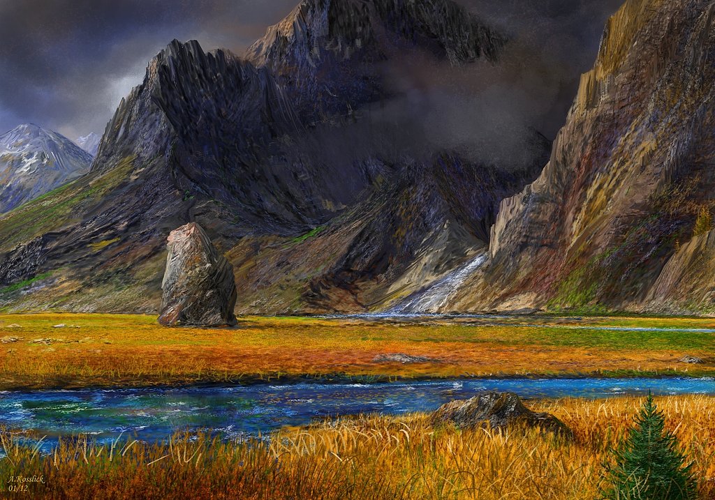 1024x717 Iceland Mountain Valley Study By Andrekosslick - Mountain Valley Sketch