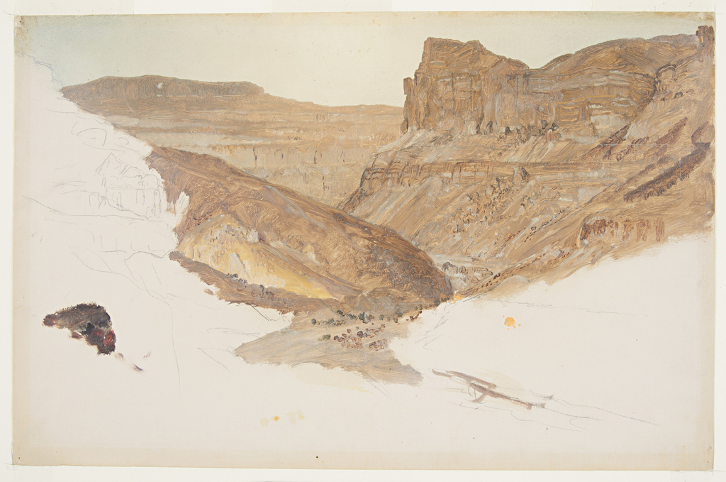 1024x679 Painting, Mountain Stream, Yemen Valley, Palestine, 1868 Objects - Mountain Valley Sketch