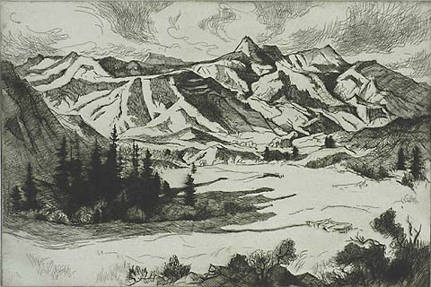 480x320 Rocky Mountain Valley - Mountain Valley Sketch