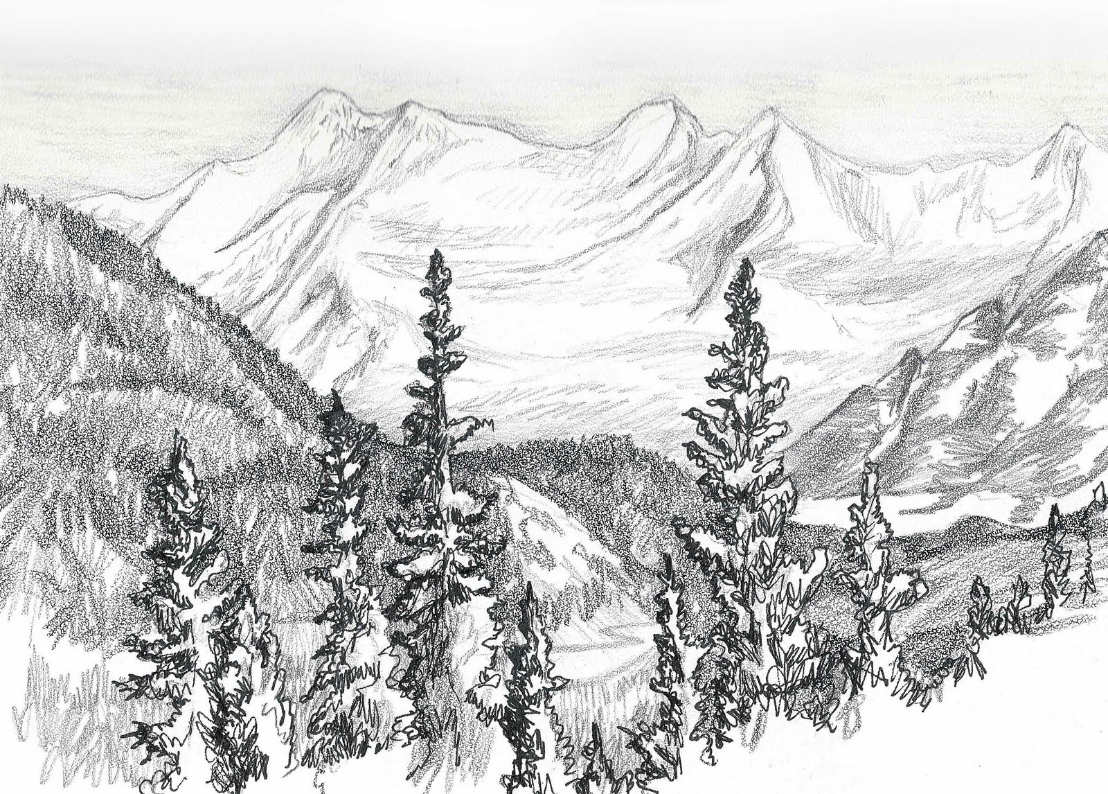 1600x1146 Morning Sketch Weekly Sketch - Mountain View Sketch