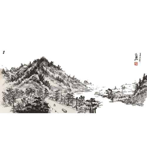 500x500 Mountain View Ink - Mountain View Sketch