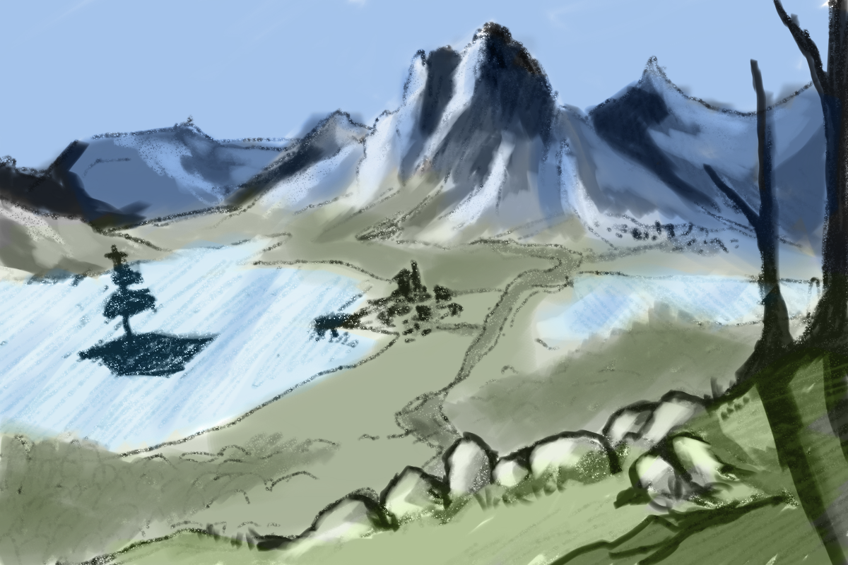 1200x800 Sketch Mountain View By Fallinxtenebrae - Mountain View Sketch