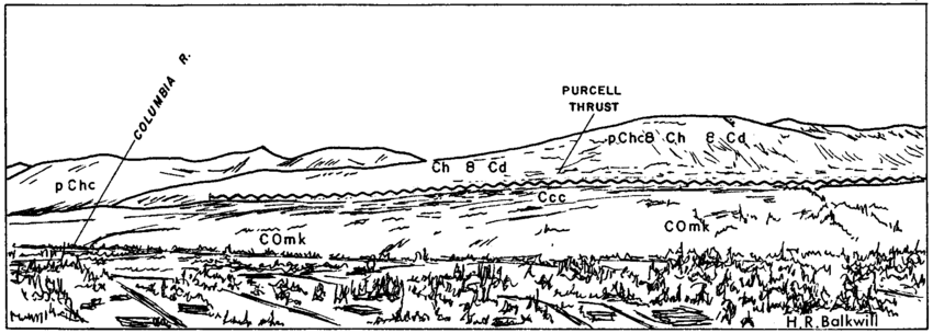 850x304 Sketch Of The Rocky Mountain Trench And The Dogtooth Range, View - Mountain View Sketch