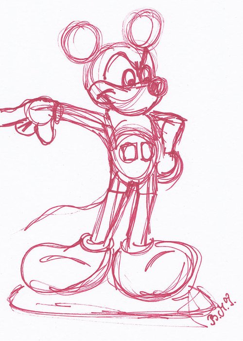 500x700 Mickey Mouse Sketch Greeting Card For Sale By Barnea Maria Tereza - Mouse Sketch