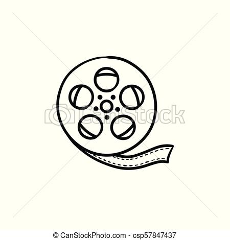 450x470 Movie Camera Reel Hand Drawn Outline Doodle Icon. Cinema Camera - Movie Camera Sketch