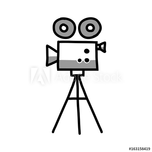500x500 Movie Camera Vector Icon, Sketch On White Background - Movie Camera Sketch