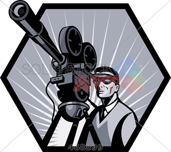 340x301 Stock Illustration Of Vintage Drawing Sketch Of A Man Running A - Movie Camera Sketch