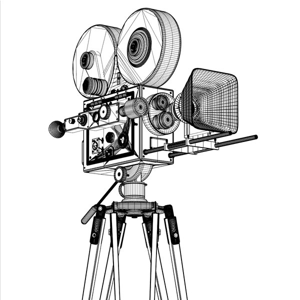 600x600 Vintage Movie Camera Film Sketch Coloring Page - Movie Camera Sketch