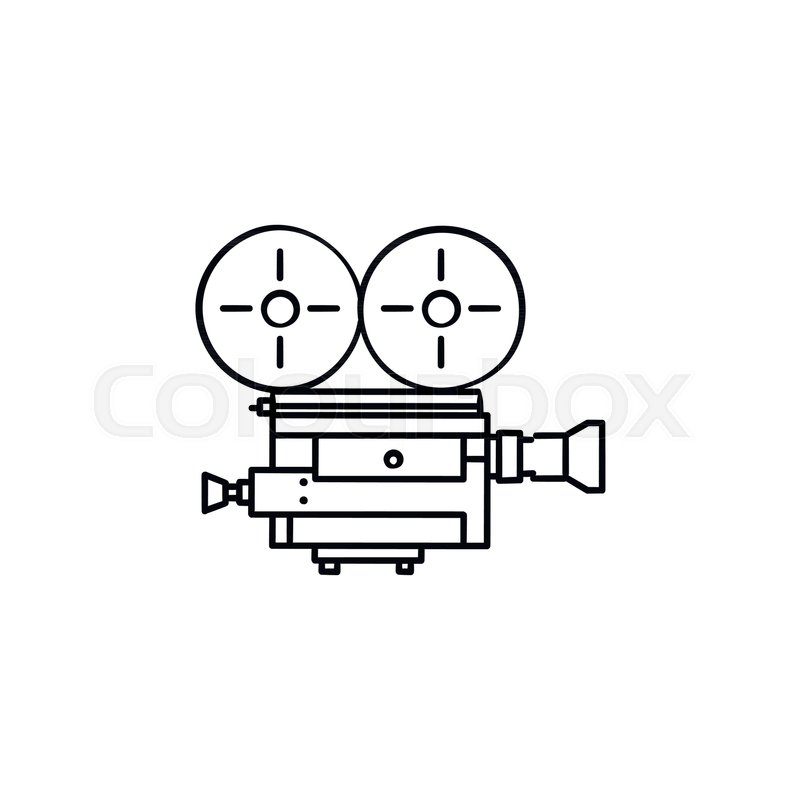 800x800 Vintage Movie Camera Hand Drawn Outline Doodle Icon. Classic Movie - Movie Camera Sketch