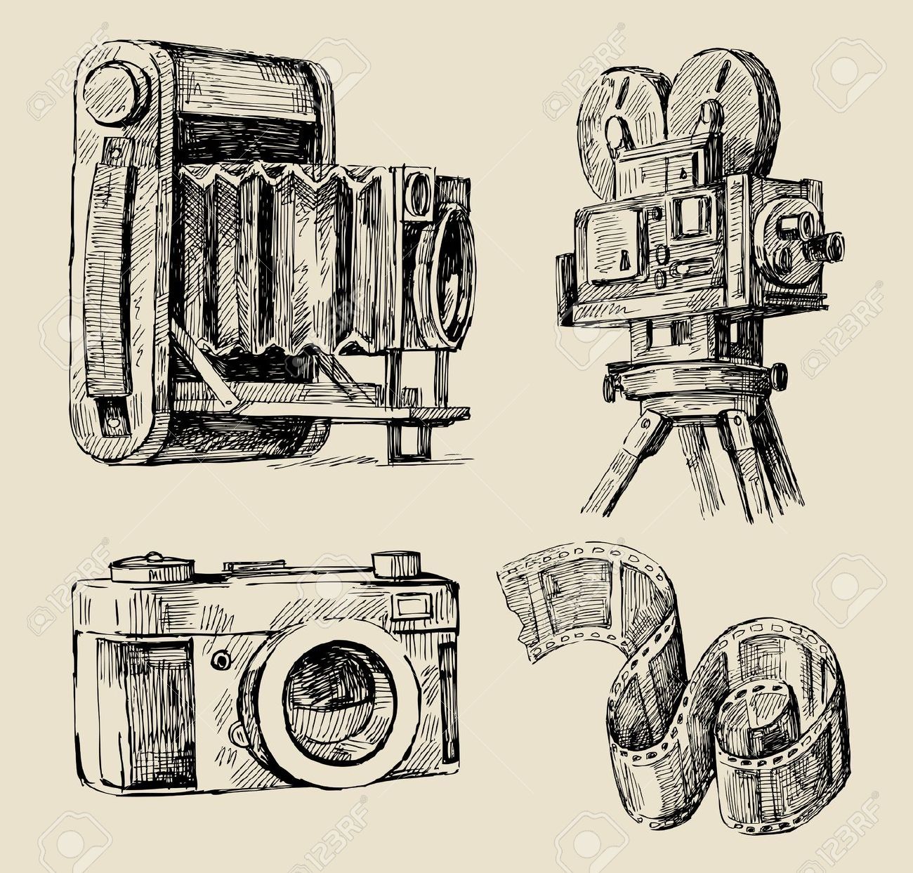 1300x1243 Drawing Old Camera - Movie Camera Sketch