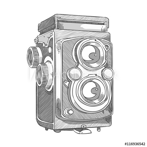 500x500 Movie Camera Sketch Vector - Movie Camera Sketch