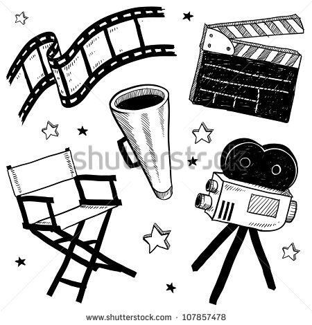 450x470 Doodle Style Movie Set Equipment Sketch In Vector Format. Set - Movie Camera Sketch