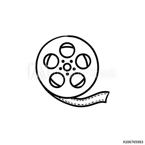 500x500 Cinema Camera Reel Hand Drawn Outline Doodle Icon. Motion Movie - Movie Reel Sketch